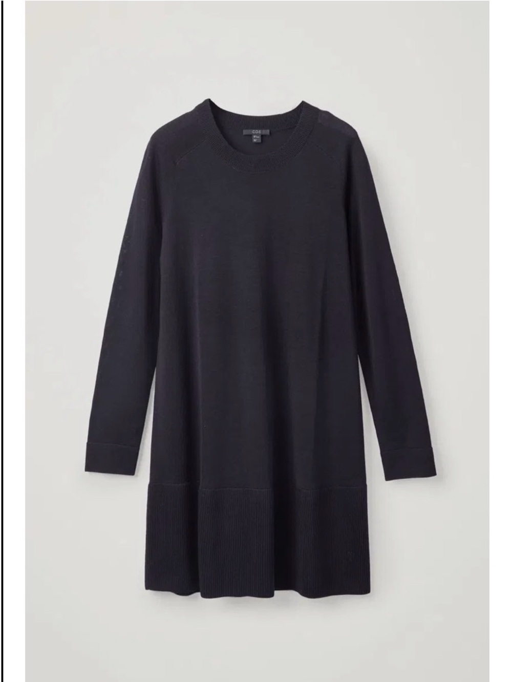 COS A Line Dress 100% Wool Navy Long-Sleeve Knit Shift Dress women’s size M